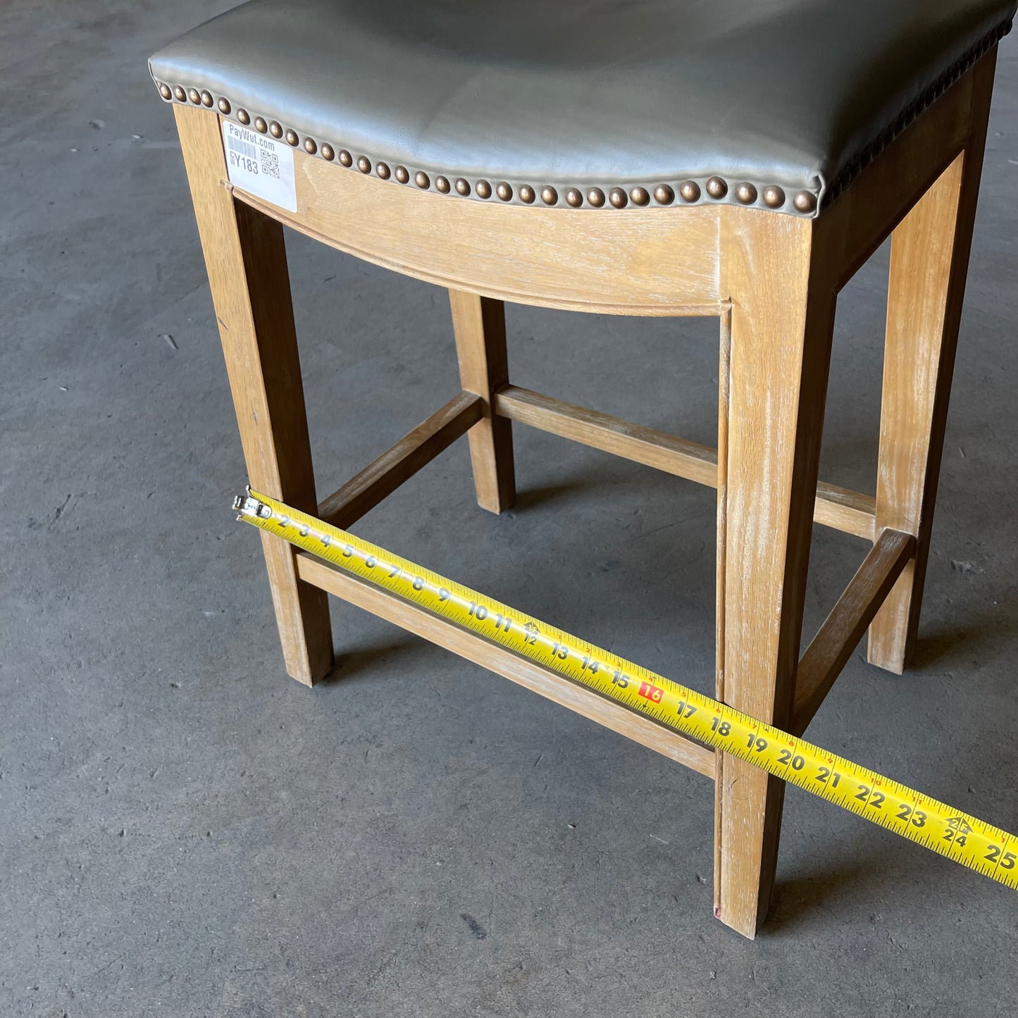 NEW PACIFIC Elmo Bonded Leather Counter Stool 25"x19.5"x13.5" Vintage Gray & Weathered Smoke 358625B-V04-WS