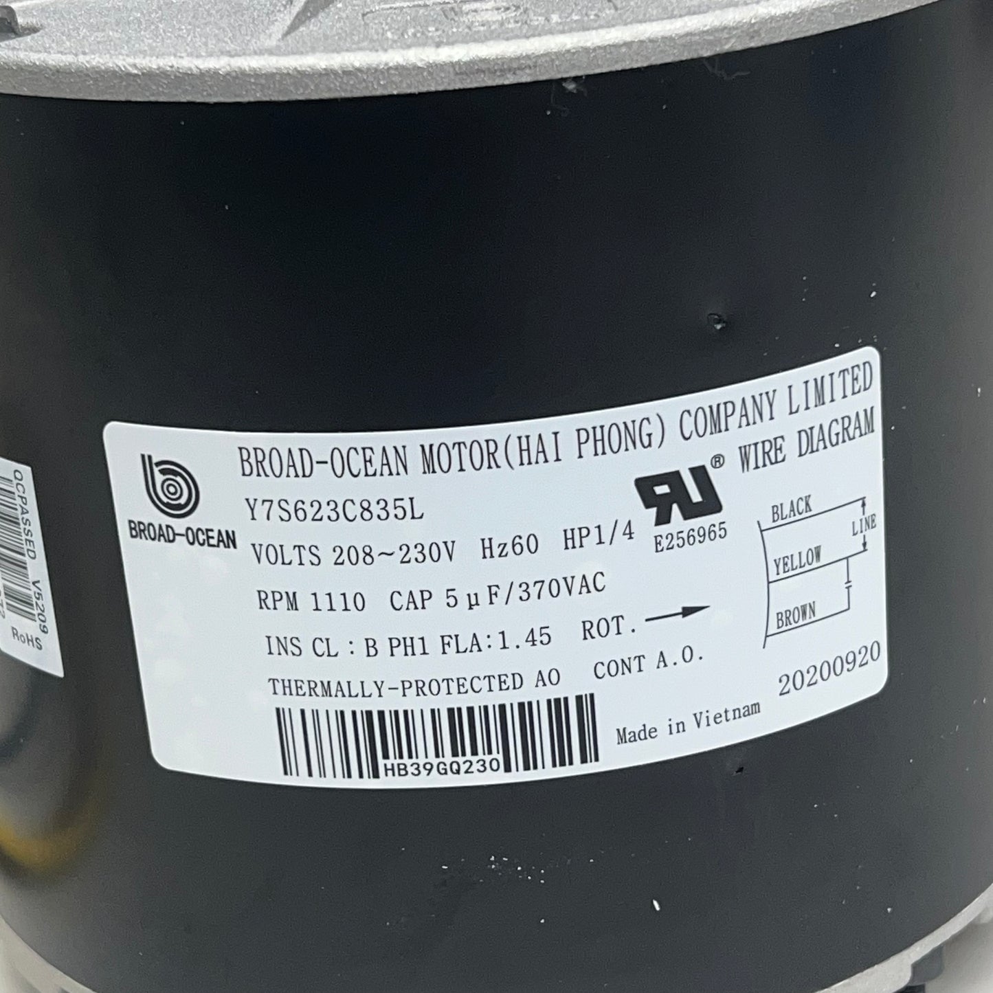 Broad-Ocean Motor Condenser For ICP HVAC Equipment 2.5"x1/2" Black/Silver 1185924