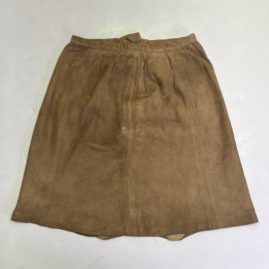 THE TANNERY JOSEPH MAGNIN Vintage Lined Raw Hide Skirt Women's Sz 4 Brown (Used)