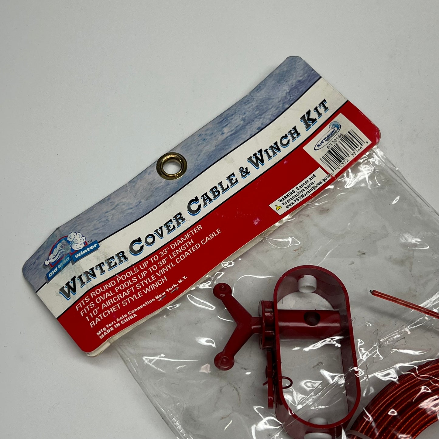 OLD MAN WINTER High Quality Winter Cover Cable & Winch Combo Kit Red BS33146