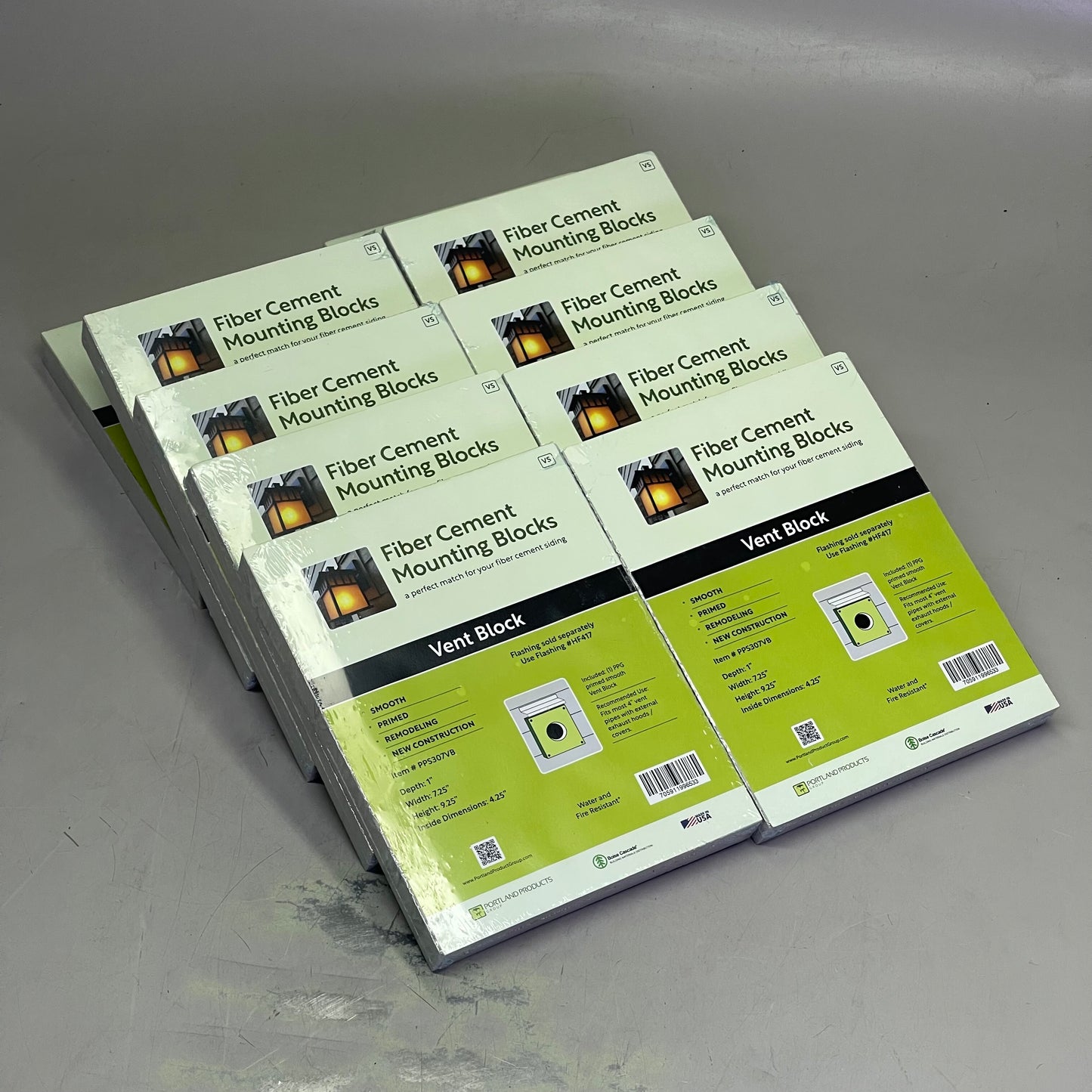 PORTLANDPRODUCTS (10 PACK) Primed Smooth Vent Block O/D 7.25" x 9.25" x I/D 4.25" Grey PPS307VB