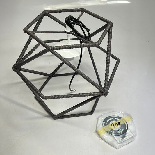 Corded String Pendant Hanging Light Fixture & Hardware 17"x15"x15" Grey