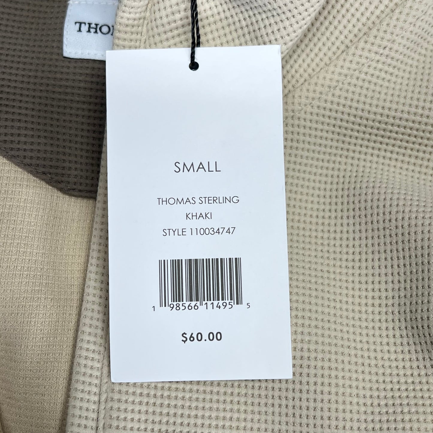 THOMAS STERLING Half Zip Up Waffle Knit Jacket Men's Sz S Khaki 110034747