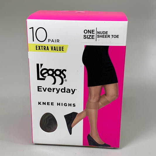 LEGGS Everyday One Size Nude Knee Highs (10 Pair)