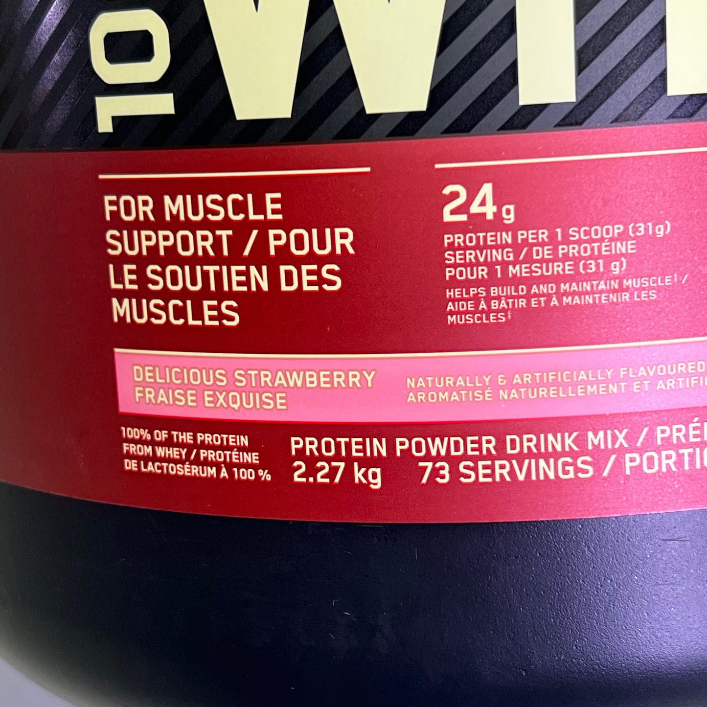 OPTIMUM NUTRITION 100% Whey Protein Powder Delicious Strawberry 4.98 lbs BB 01/27