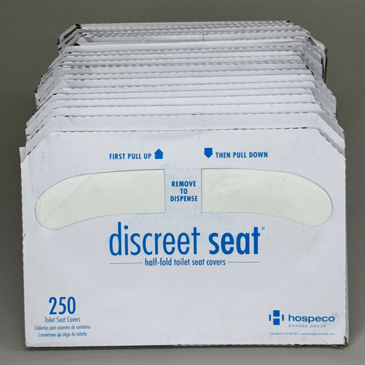DISCREET SEAT (20 Packs of 250)DS-1000 Half-Fold Disp Toilet Seat Covers, White