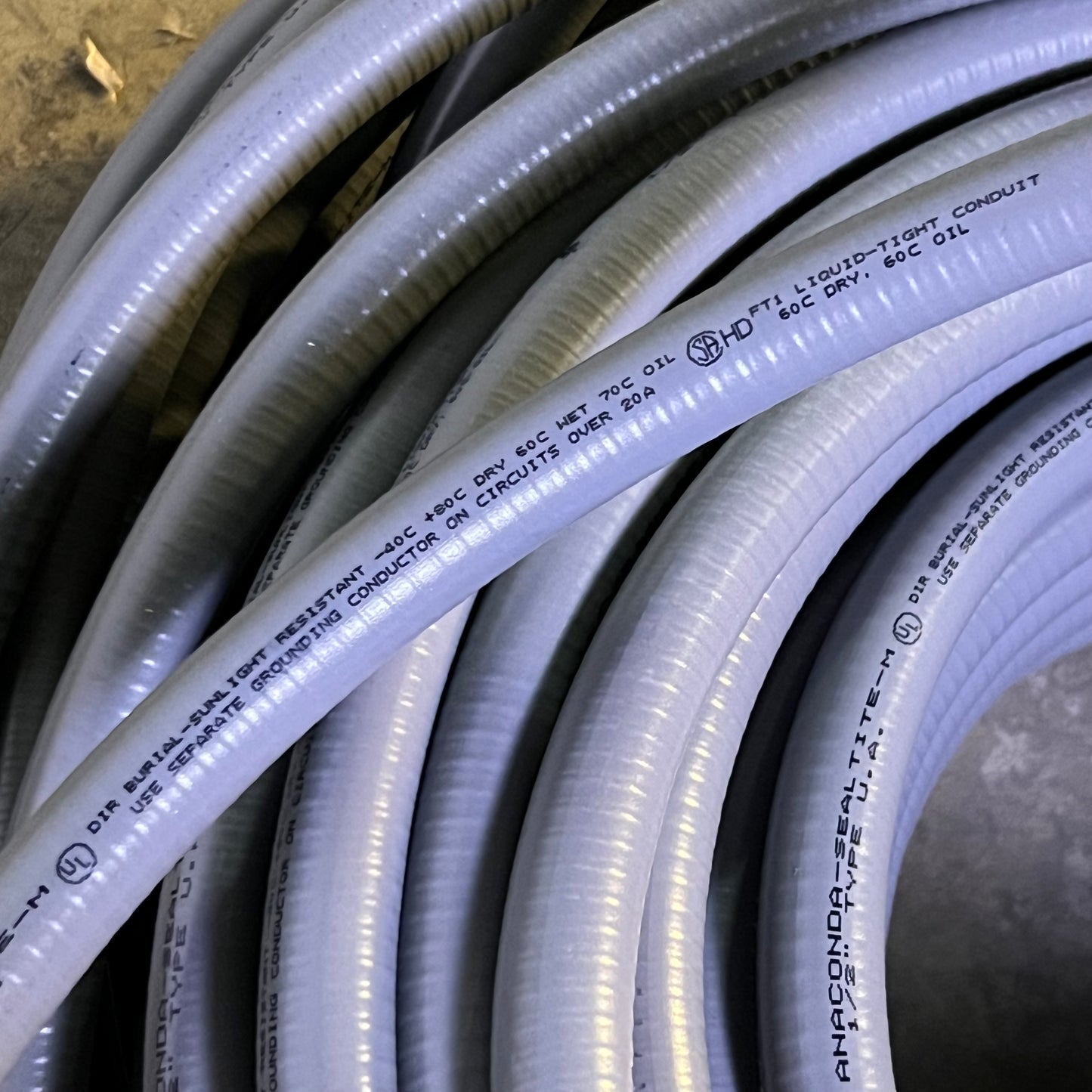 SEALTITE Flexible Liquid Tight Conduit Sz 200 ft x 1/2" Grey 34211