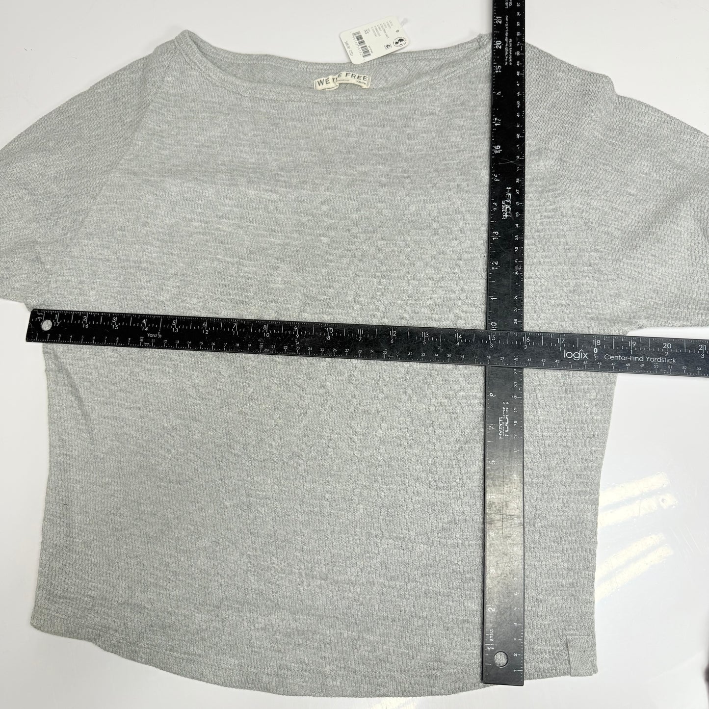 FREE PEOPLE Jess Long Sleeve Sz XS Textured Cotton Blend - Heather Grey 100275080