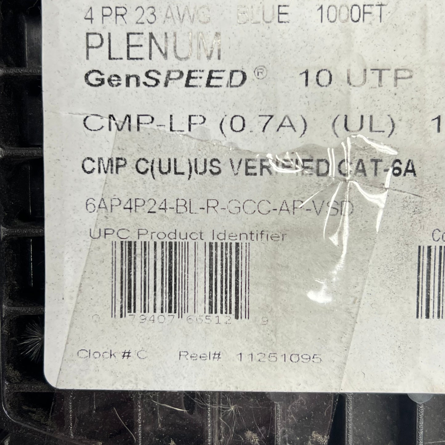 PRYSMIAN Genspeed Unshielded Solid Bc Cable CAT6A 23/4 1000'  Blue 7151819