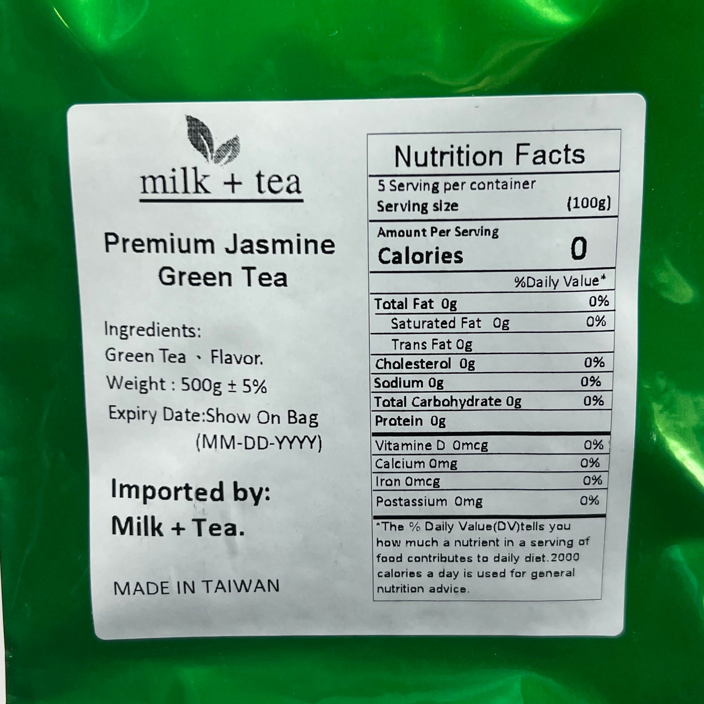 MILK + TEA (3 PACK) Premium Jasmine Green Tea 500g BB 01/28