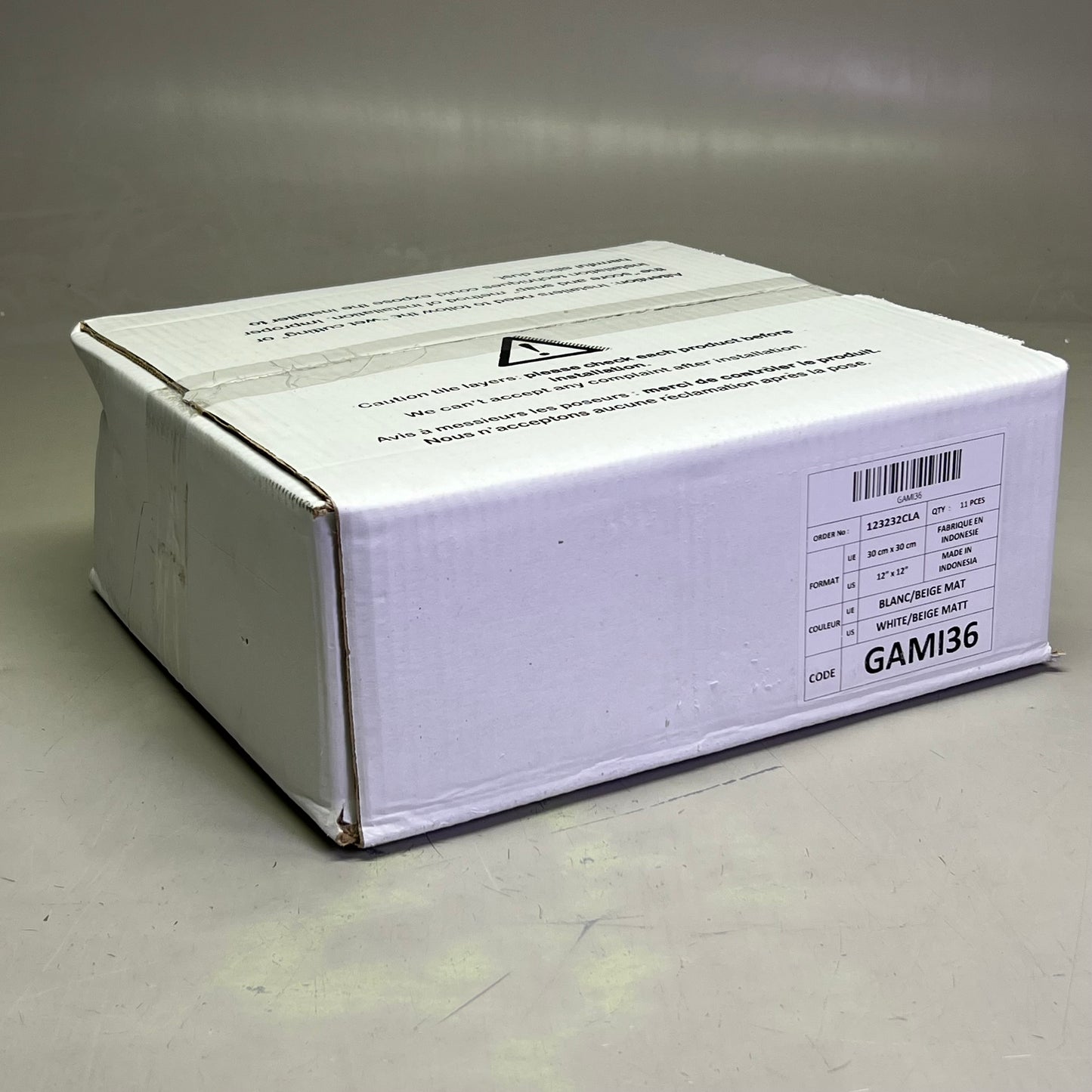Natural Stone Tile (11 Pcs) 12" x 12" White/Beige Matt GAMI36