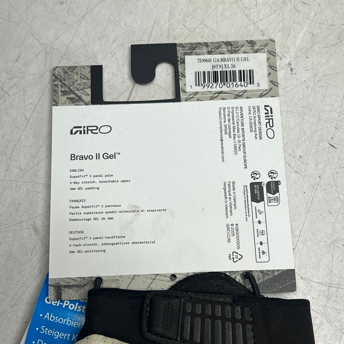 GIRO Bravo Ii Gel Cycling Gloves for Daily Riding  Men's Sz XL Stone 7200641
