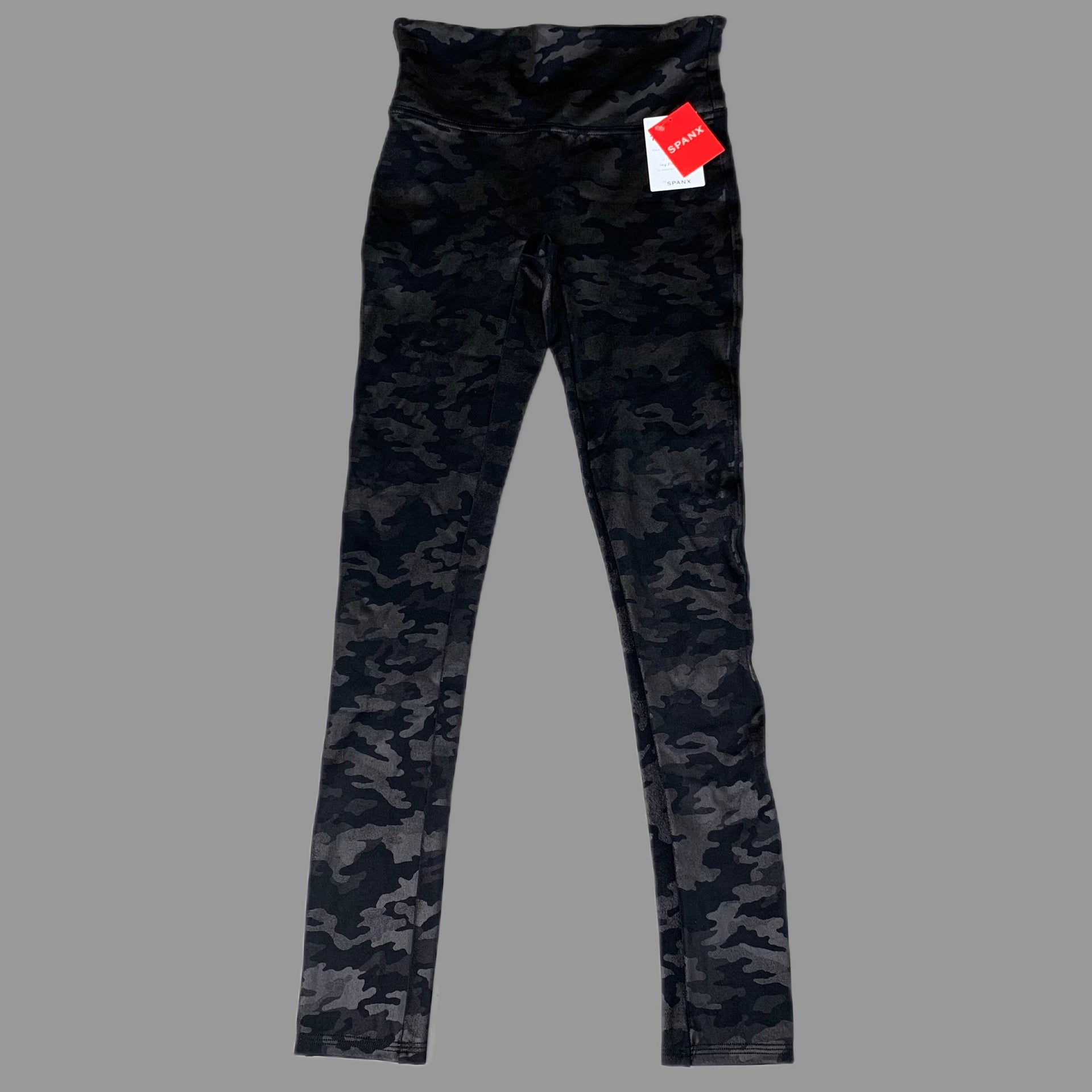 SPANX, Pants & Jumpsuits, Spanx Plus Size Faux Leather Camo Leggings  Matte Black Camo Sz X Petite