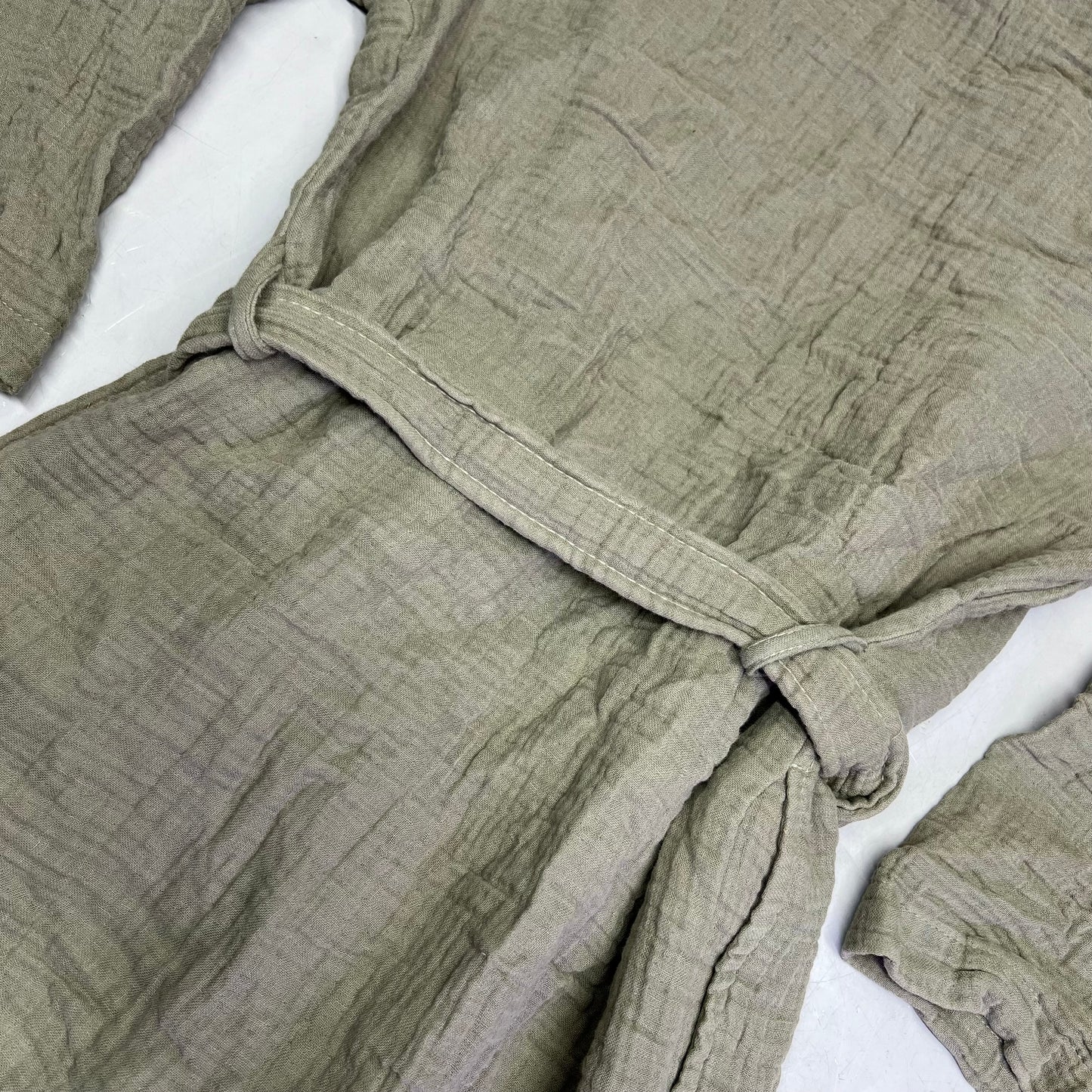 PARACHUTE 4-Ply Gauze Cloud Cotton Robe W/ Pockets Men's Sz S Moss (Pre-Owned)