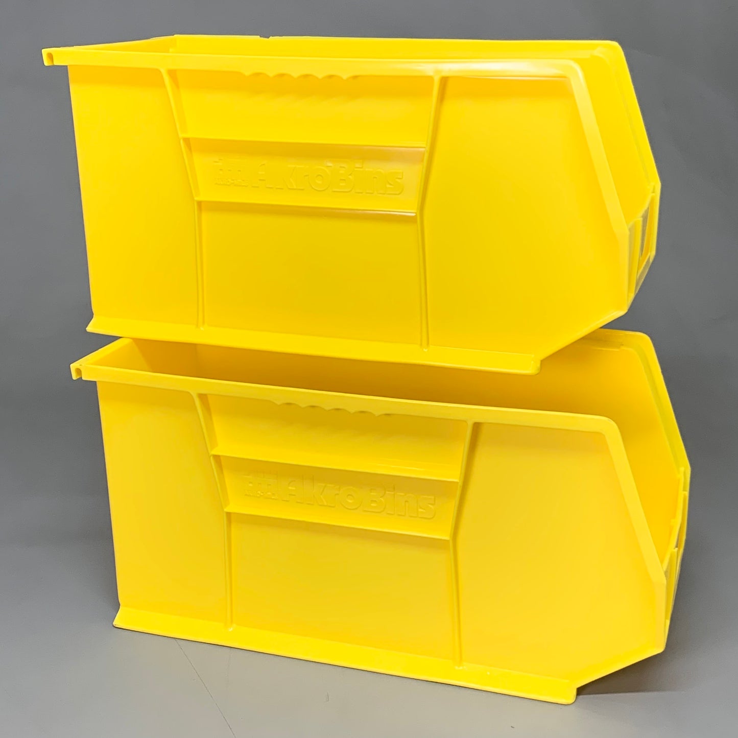 AKRO-MILS (2 PACK) AkroBins Hang & Stack Plastic Storage Bin Yellow 30265YELLO