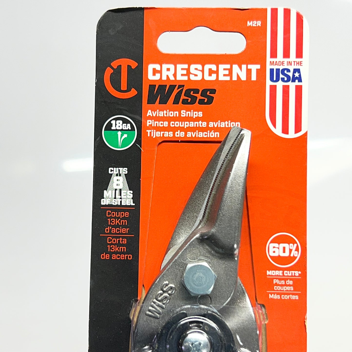 WISS Crescent Straight and Right Cut Aviation Snips Green Handle 9" M2R