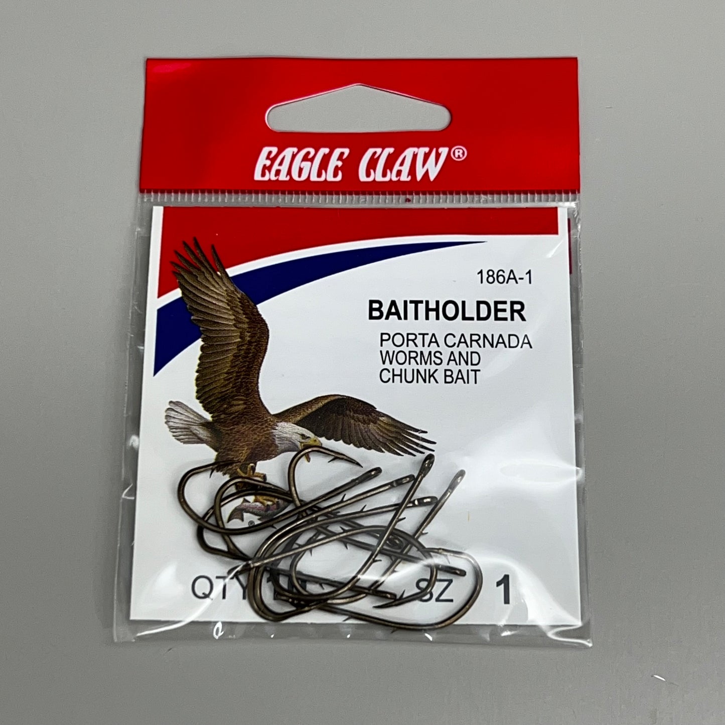 EAGLE CLAW (5 PACK) Offset Worm & Chunk Bait Holder Bronze #1 10pc 186A-1