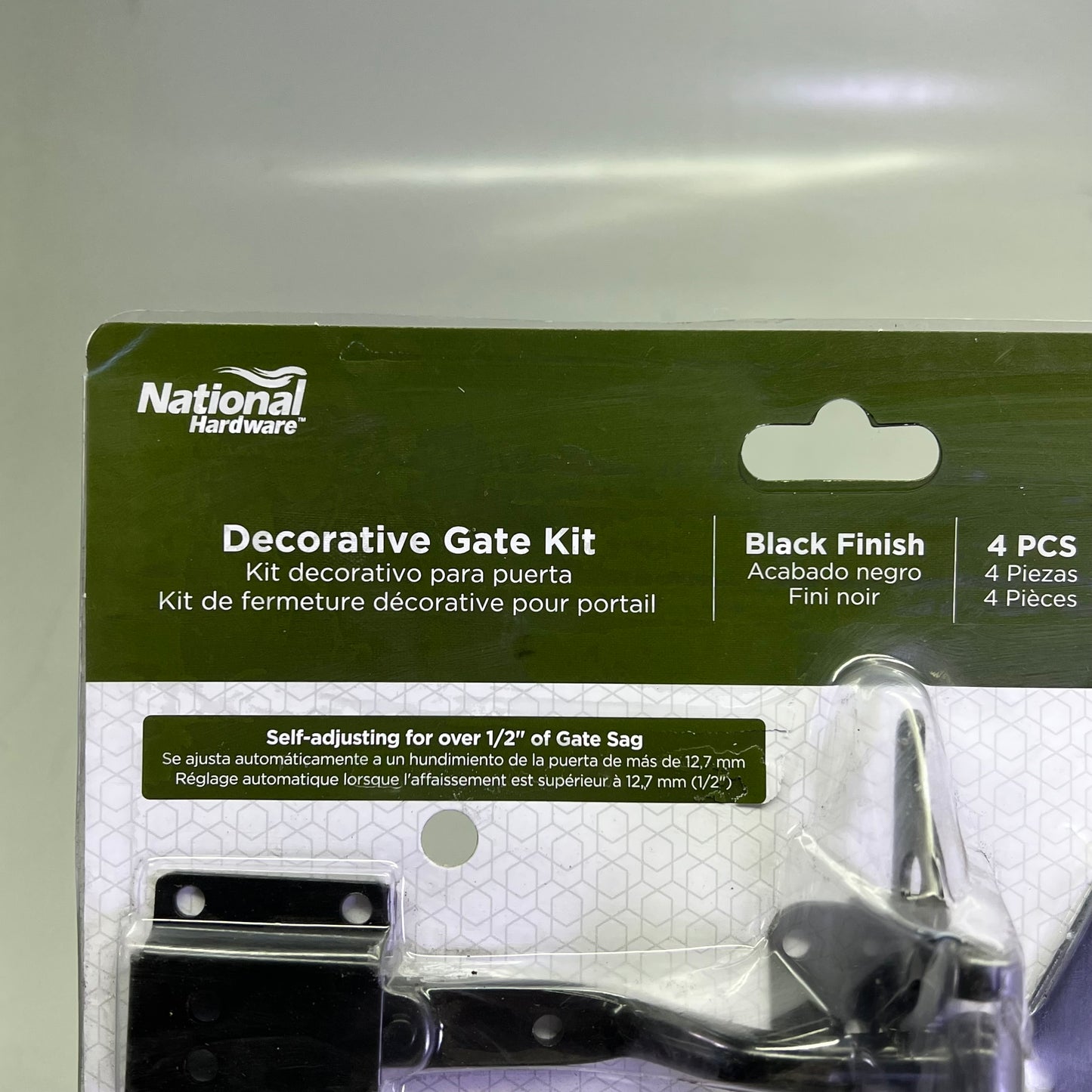 NATIONAL HARDWARE Decorative Gate Hardware Kit Steel 8" Black Finish N343-467