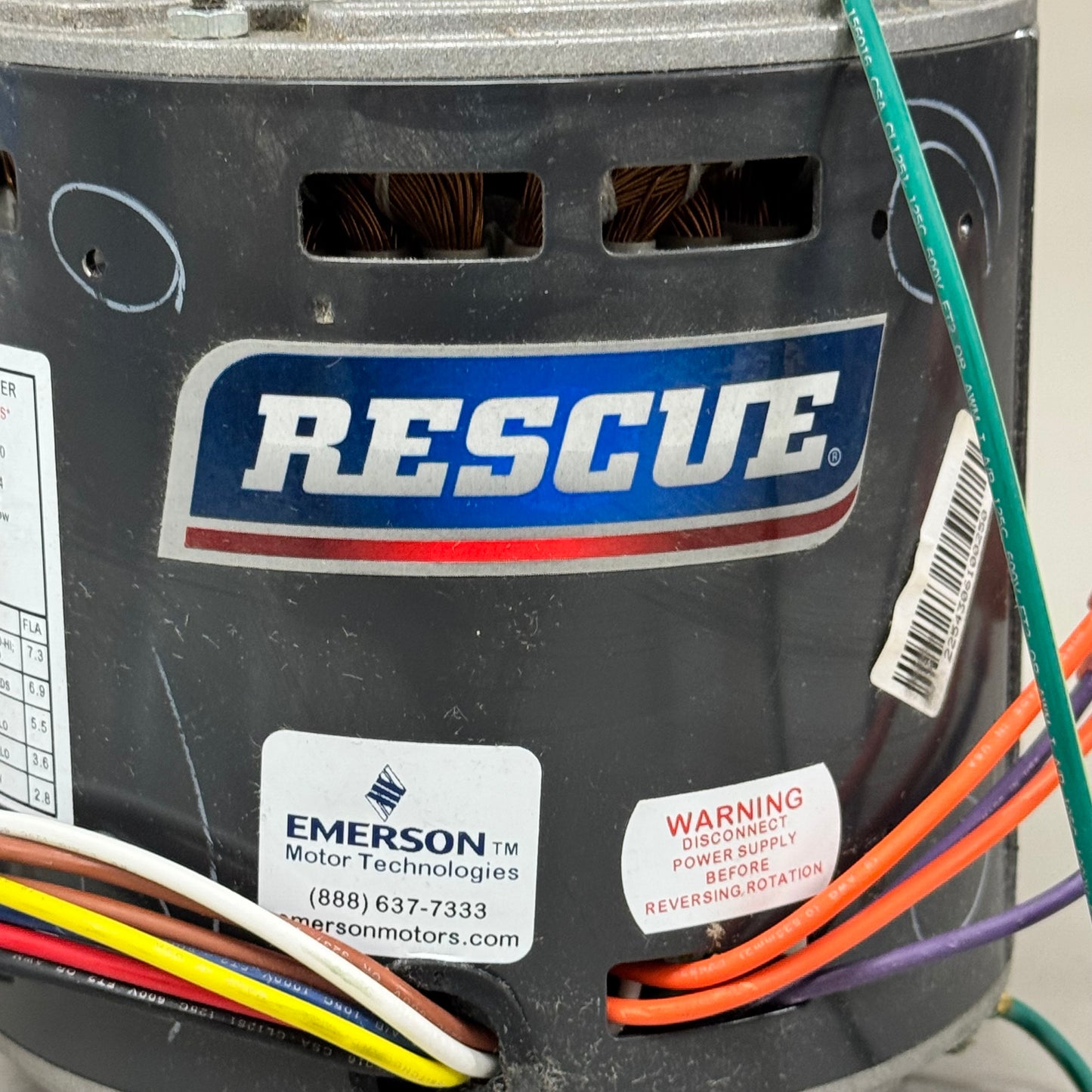 RESCUE EMERSON Motor DD 48frame 1/2-1/6HP For HVAC 1/2"x5" Blue 5460