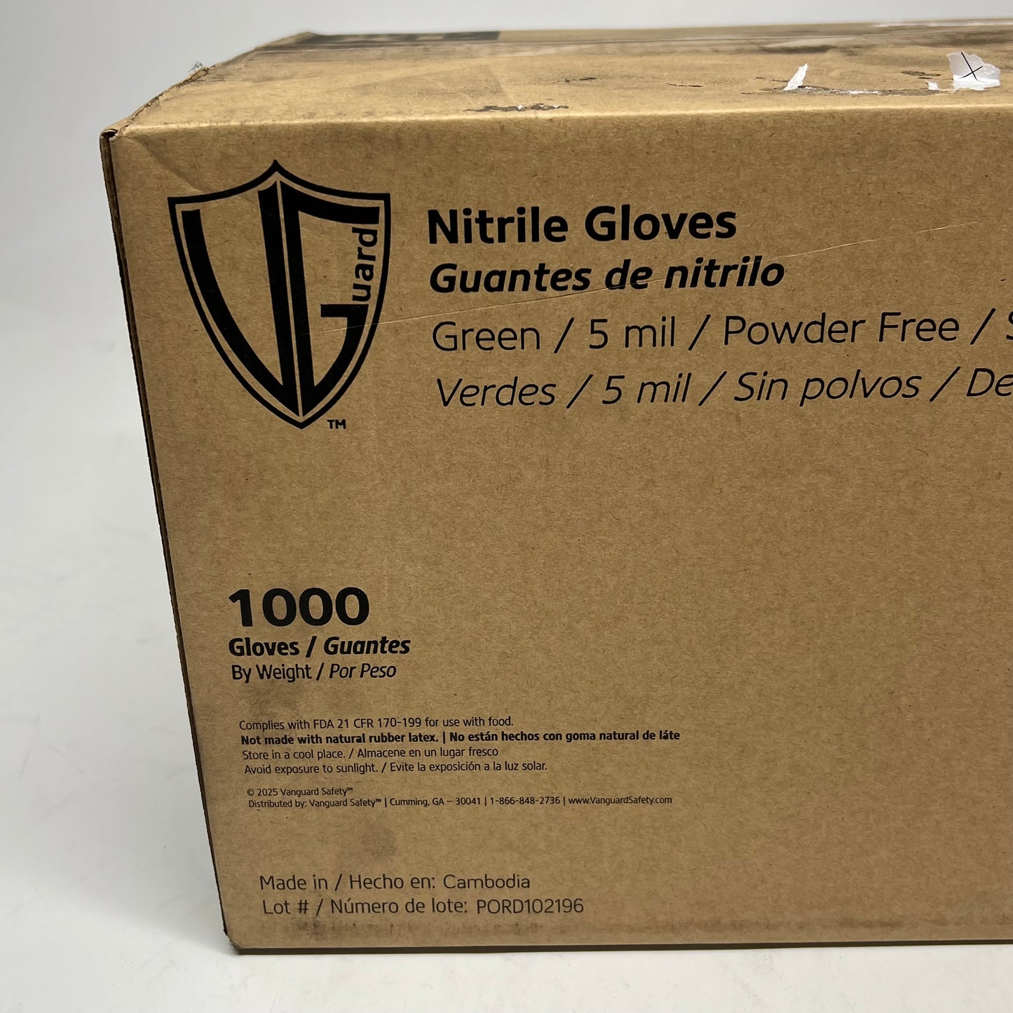 VANGUARD (10 PACK, 100 EACH) Nitrile Disposable Gloves Unisex Sz XL Green A1VA|74