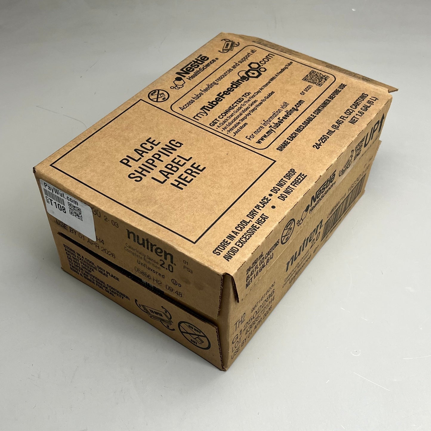 ZA@ NESTLE (24 PACK)Nutren 2.0 Calorie Dense Nutrition Unflavored BB 04/26 8.45fl oz E