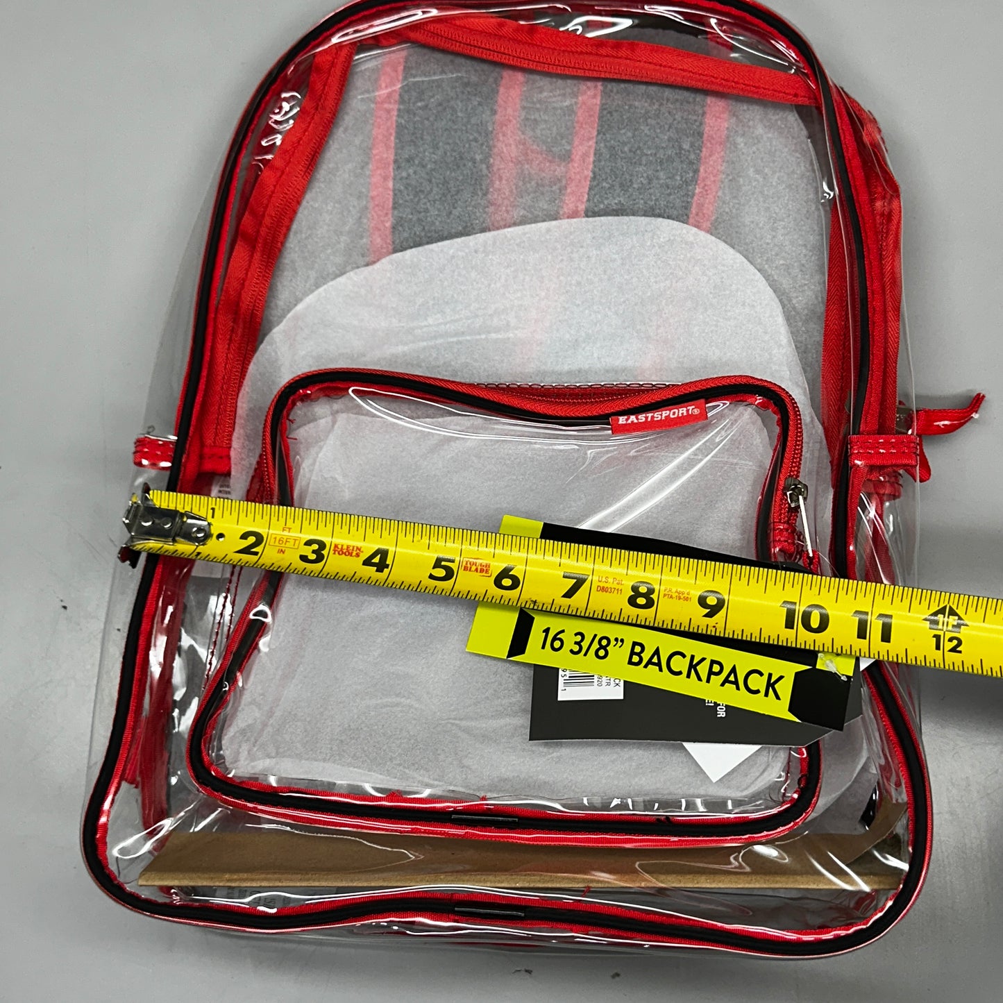 EASTSPORT Spark Clear Backpack 16"x12" Red/Black 190920PW-PLM