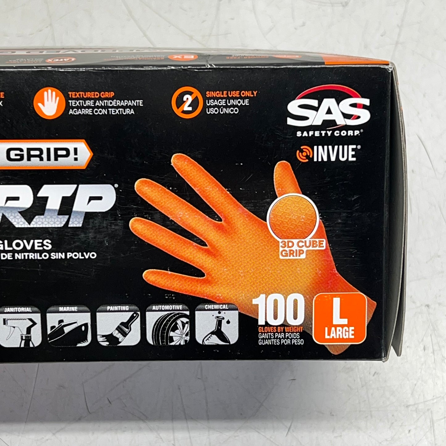 ASTRO GRIP (100 Gloves) Powder Free Nitrile Examination Gloves L Orange 66473
