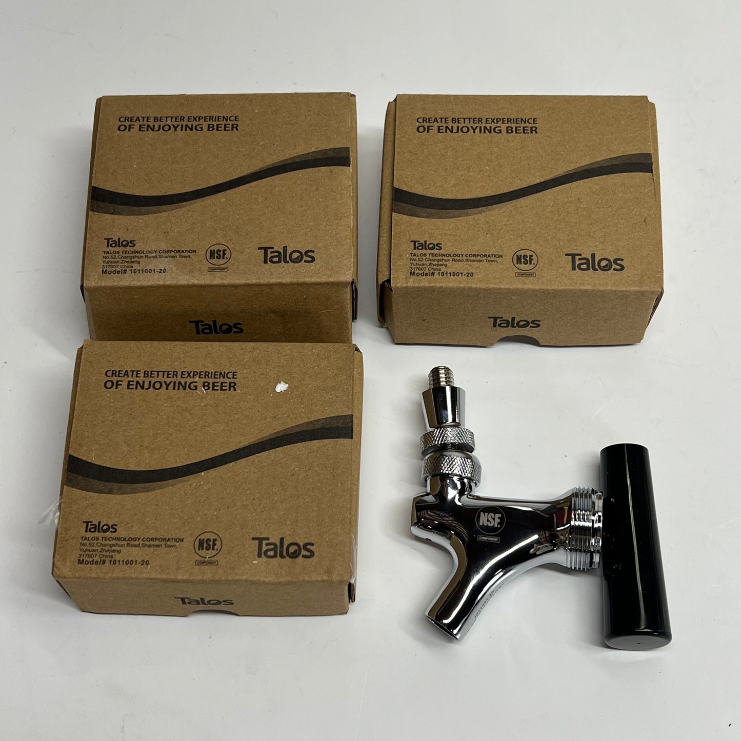 TALOS "T" Tower Beer Dispenser 4-Tap - 3" Column Chrome Plated Brass 178