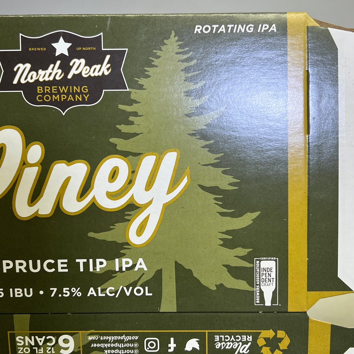 ZA@ NORTH PEAK (125 PACK) Piney Spruce Tip IPA Foldable Beer Carry Box 8"x5"x4" Gr|een