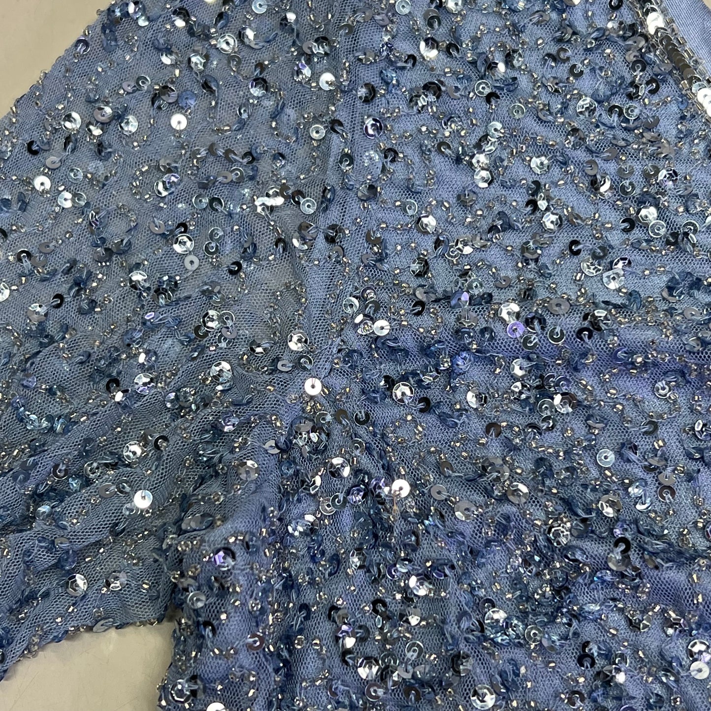 JKARA V-Neck Beaded Long Sleeve Dress Women's Sz 16 Dusty Blue 5206DB