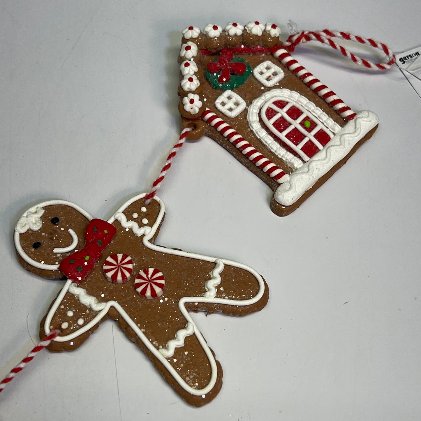 GERSON Clay Gingerbread & Houses Garland 24" L Brown/White/Red 2497210
