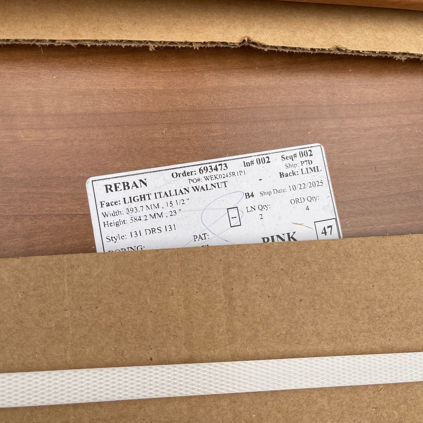 ZA@ Pallet of REBORN CABINETS Pressed Wood Cabinetry Parts Black, White, Walnut (AS-IS)