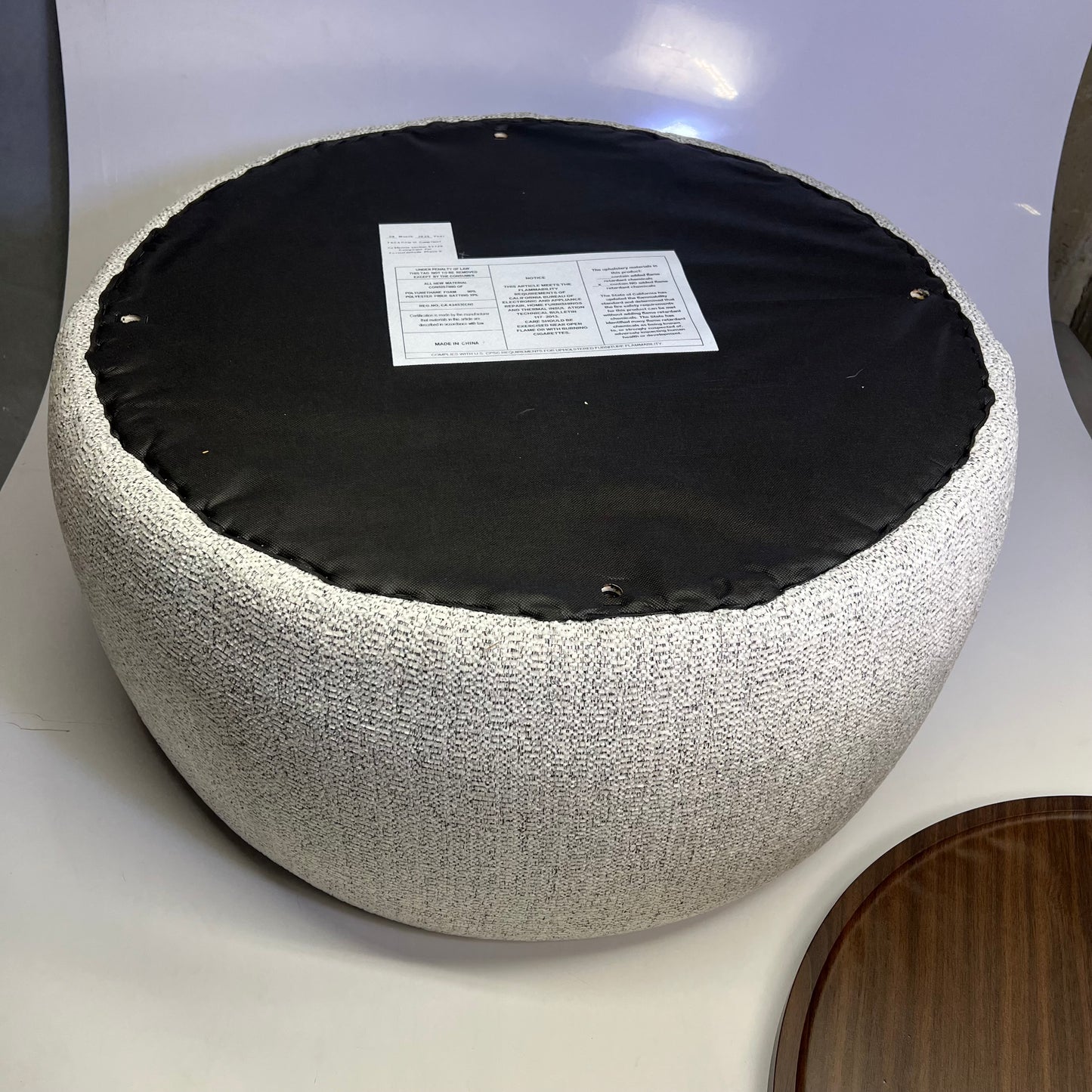 ZA@ VKNOW Modern Round Wooden Tray Ottoman W/ Storage 29.5"x29.5"x16" Grey/ Brown VK413BEI