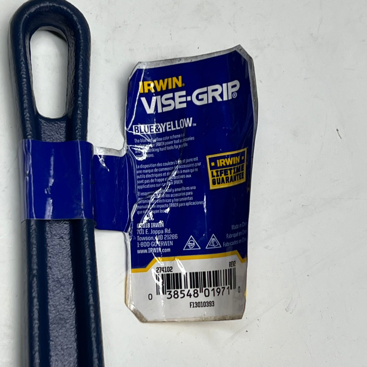 IRWIN Vise Grip Cast Iron Housing Wrench Drop Forged Jaw 14" Blue 27410