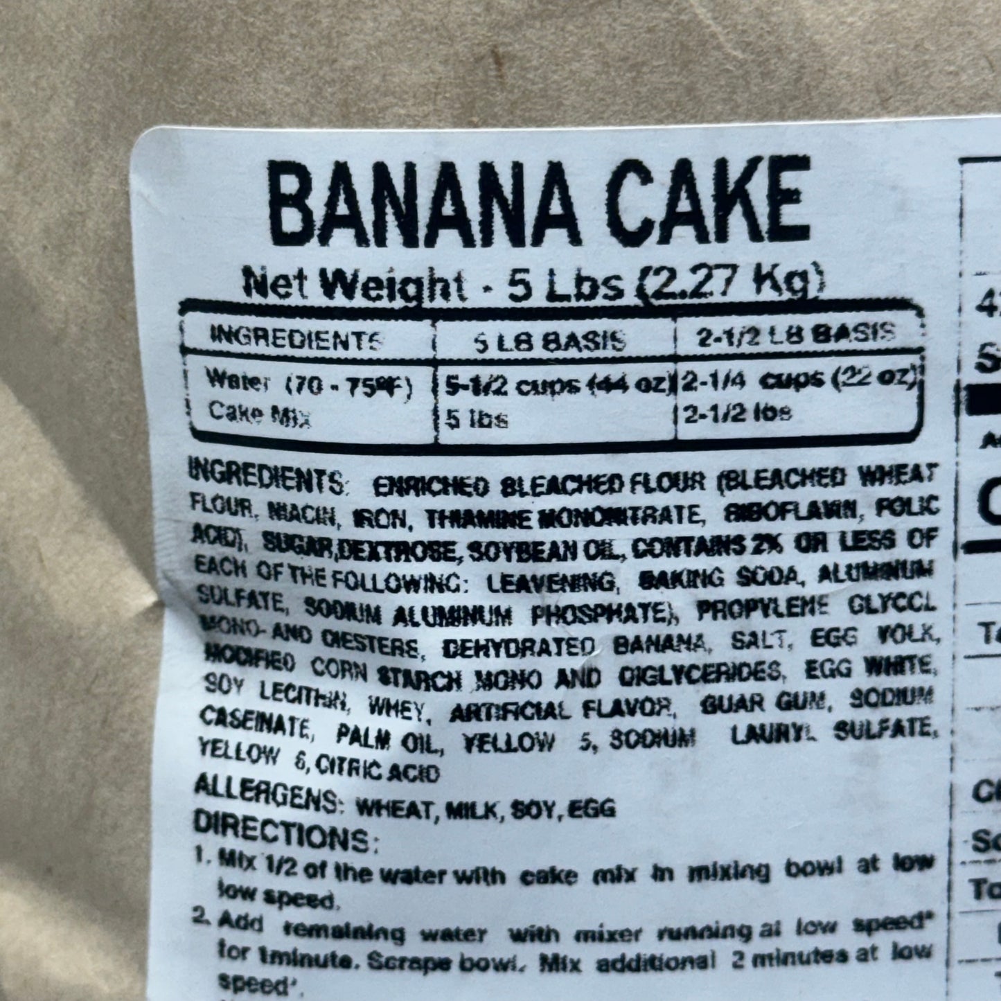 ABBY’S BEST (6 PACK, 5 lbs Each) Banana Cake Mix BB 06/25