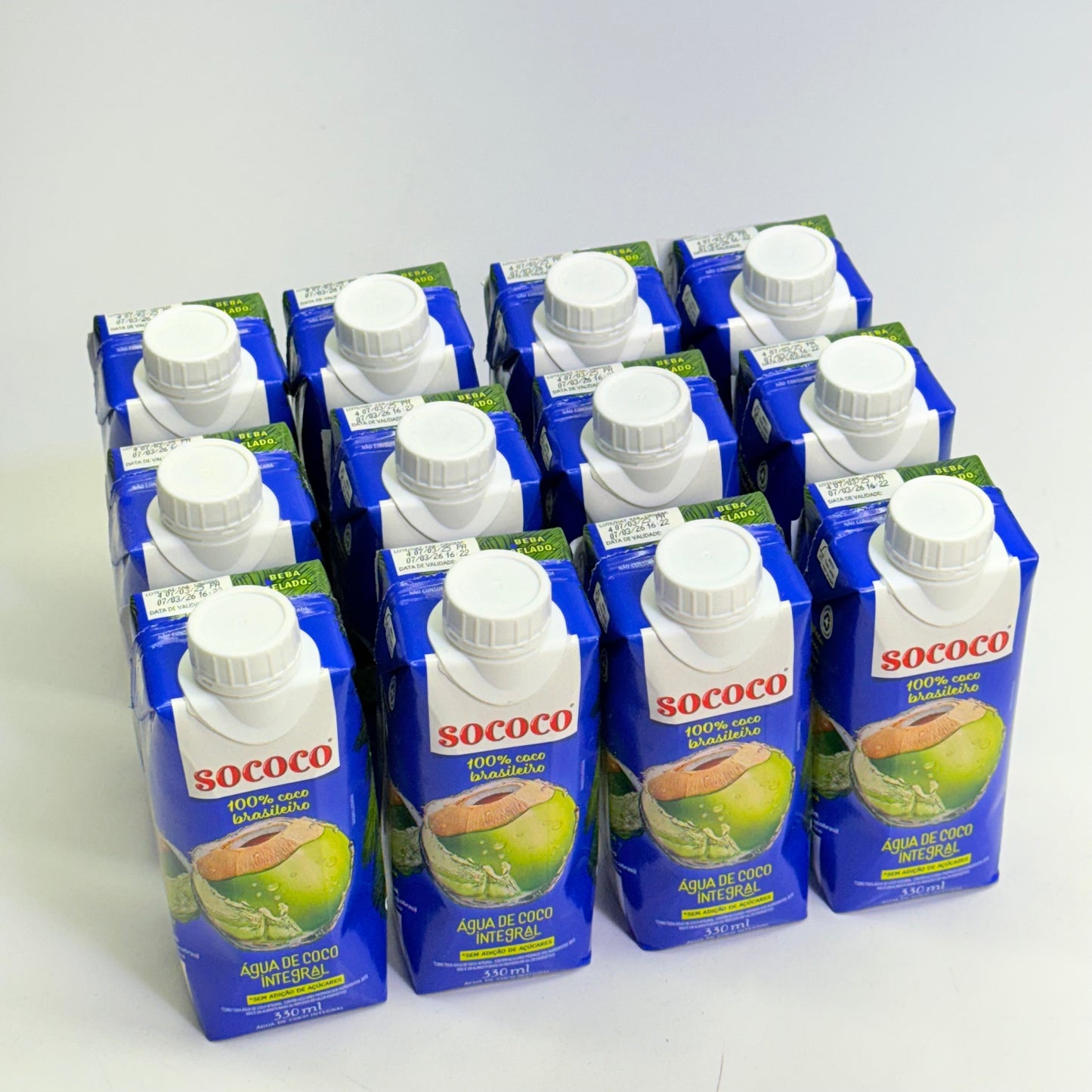 SOCOCO (12 PACK) Agua De Coco Integral 100% Coco Brasileiro 11.2 oz (330 ml)