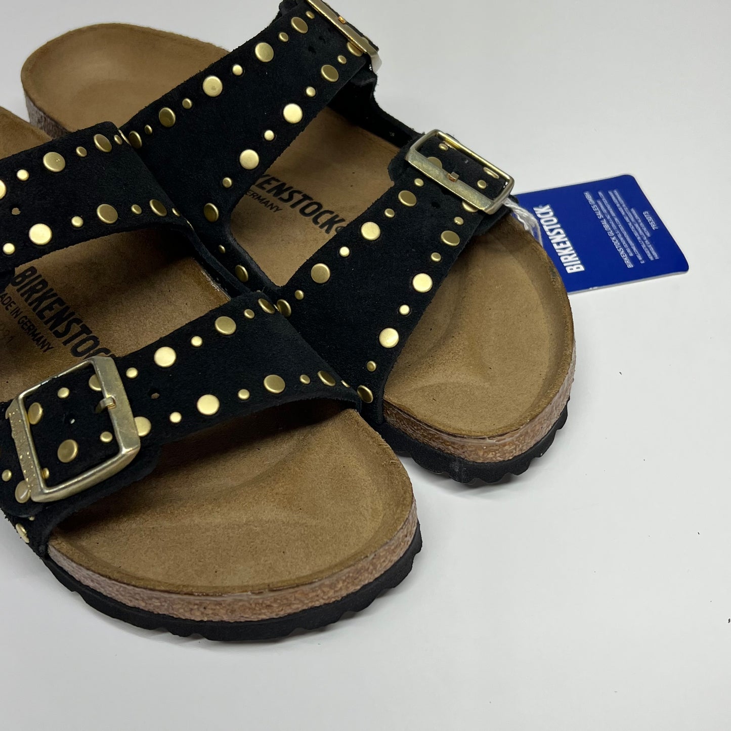 BIRKENSTOCK Arizona Rivets Suede Leather Cork-Latex Uk Sz 40 Black 103034B