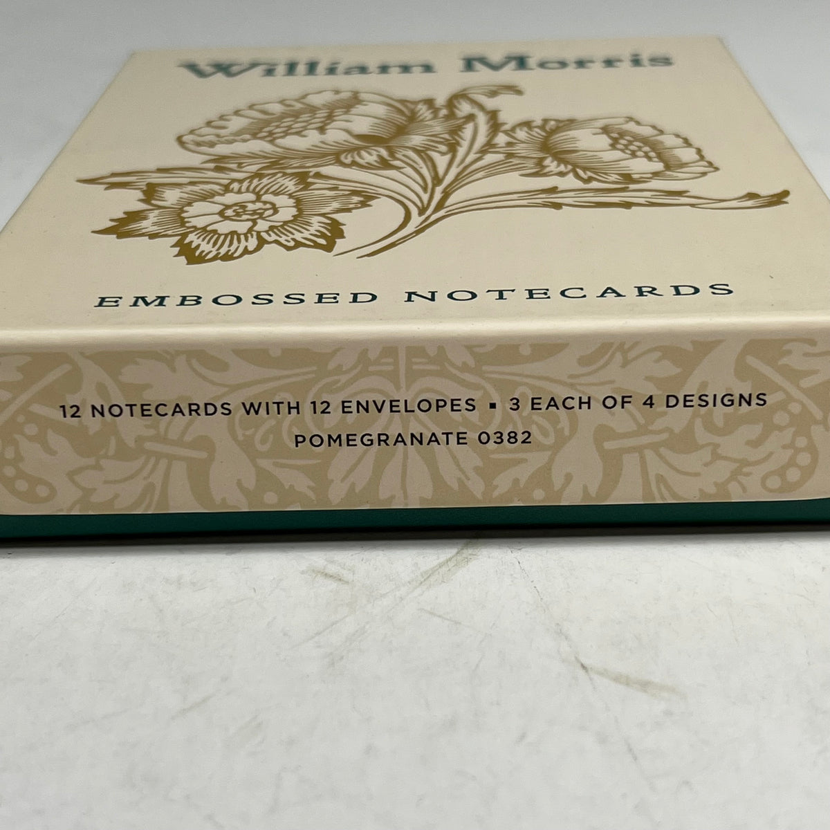 WILLIAM MORRIS (12 PACK) Embossed Notecards Floral Designs 4x6" White 0382