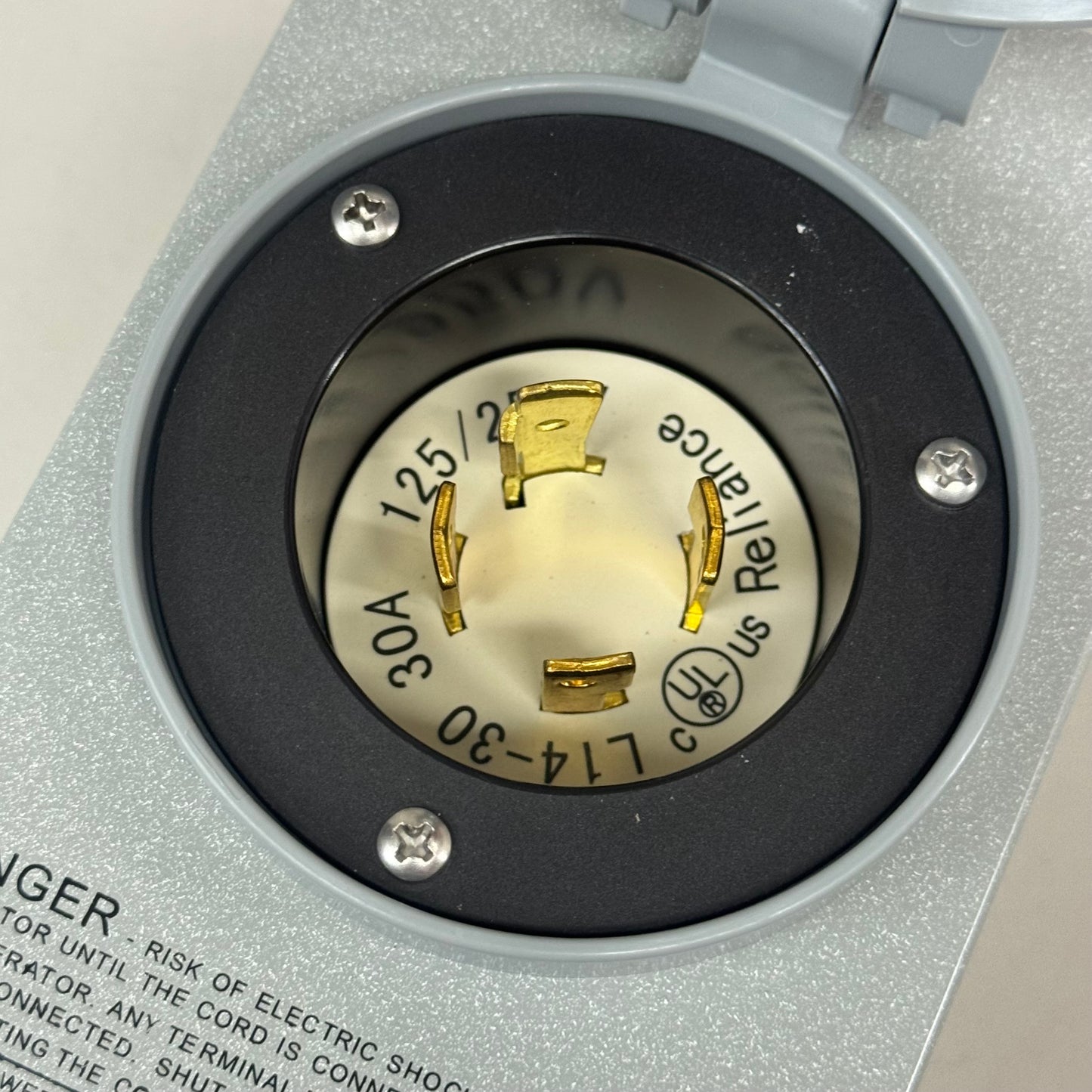 RELIANCE CONTROLS Power Inlet Box For Generator Cord Connection L14-30 Grey PB30