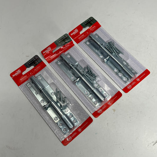 NATIONAL HARDWARE (3 PACK) Barrel Bolt 6" Zinc Plated Silver N162-388