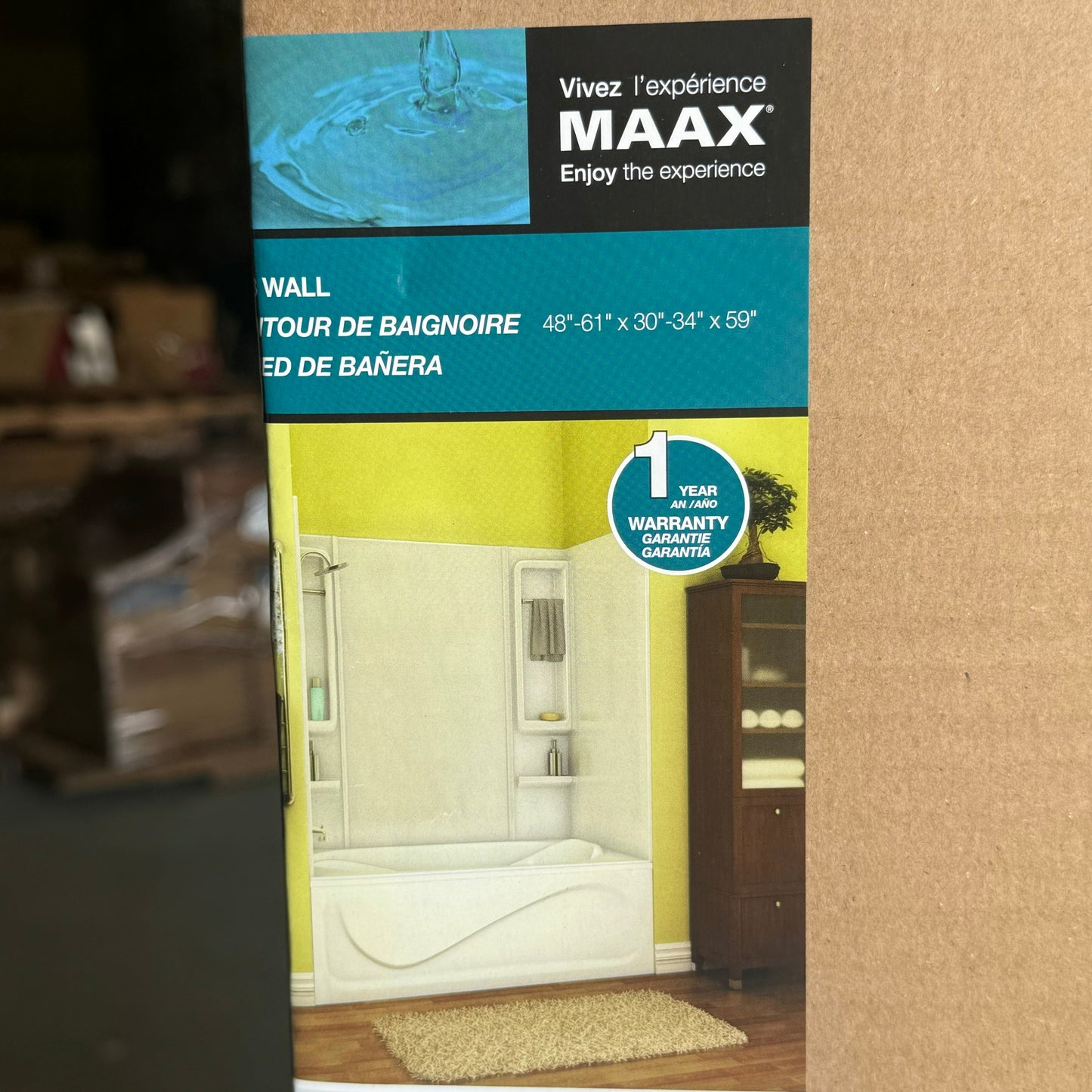 ZA@ MAAX 5-Piece Tub Wall Kit 48”-61”x30”-34”x59” Polystyrene White A