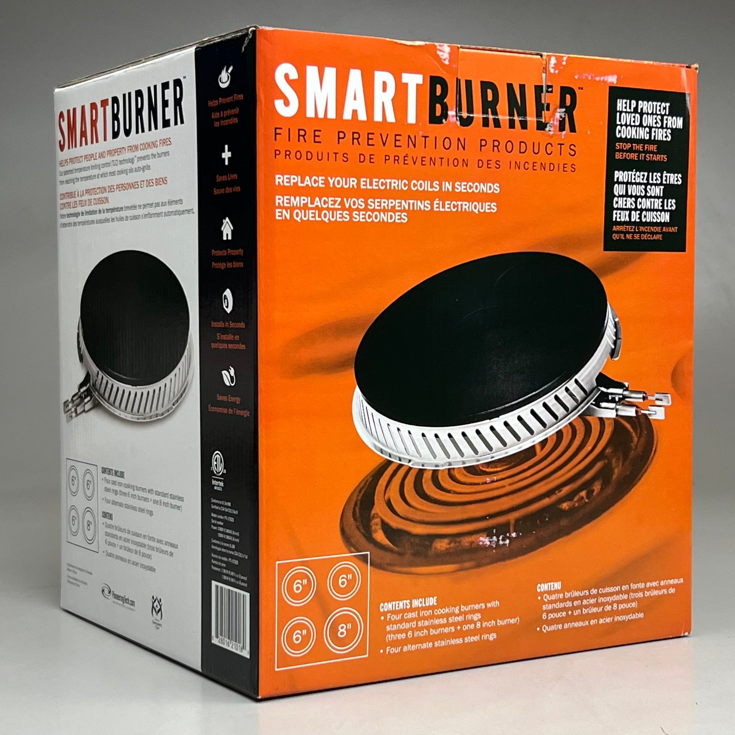 SMARTBURNER (4 PACK) Cast Iron Cooking Burners (3 x 6-inch burners and 1 x 8-inch burner)