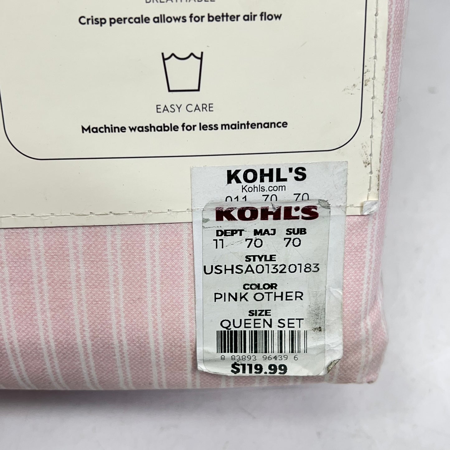 LAURA ASHLEY Cotton Percale Sheet Set Queen 200 Thread Count Pink (New Other)