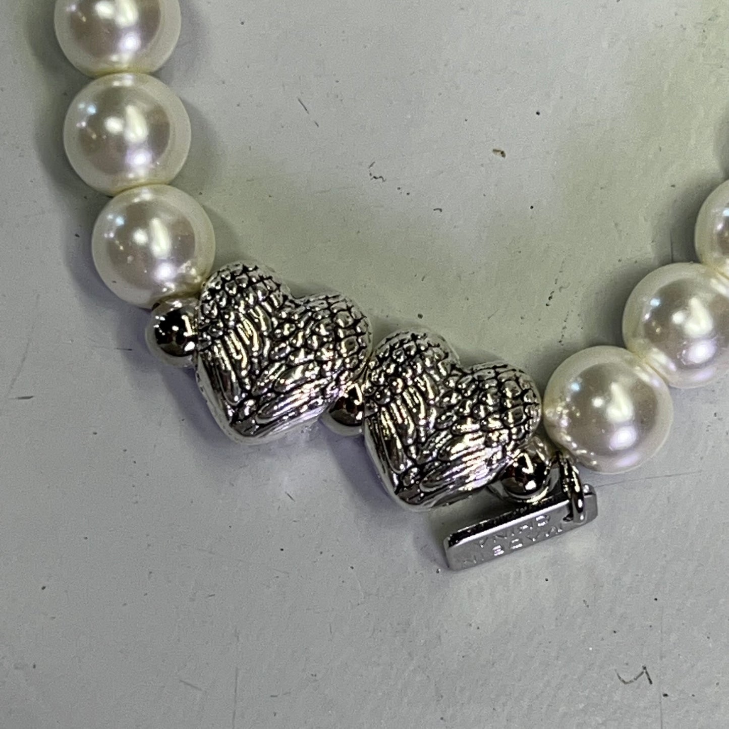 VALERIE (3 PACK) Faithful Angel Wing Heart & Pearl Friendship Bracelets Sz L White