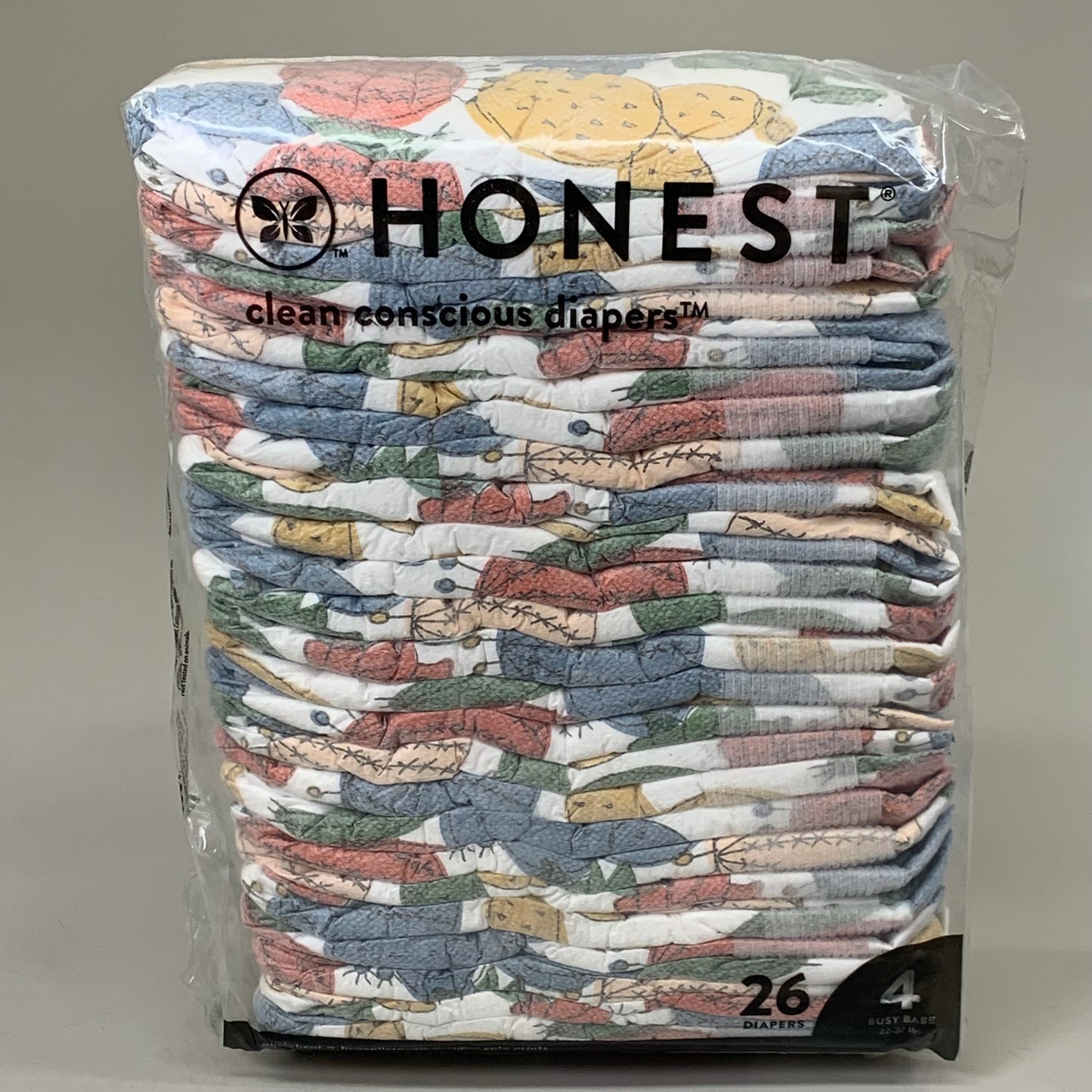 HONEST (104 PACK) Clean Conscious Diapers Tie-Dye/Cactus Cuties Sz 4 (AS-IS)