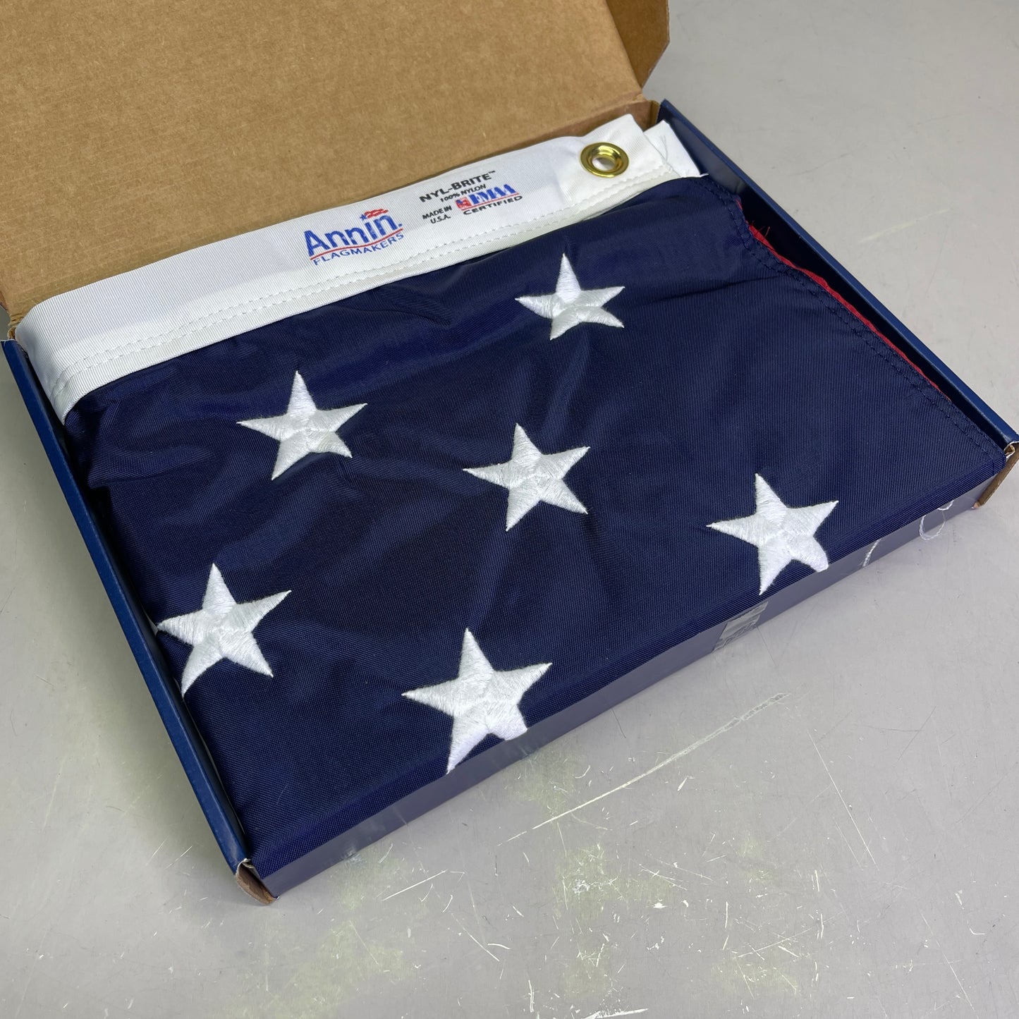 ANNIN American Flag USA Made Nylon UV Resistant 4'x 6' Red, White & Blue 3JN77