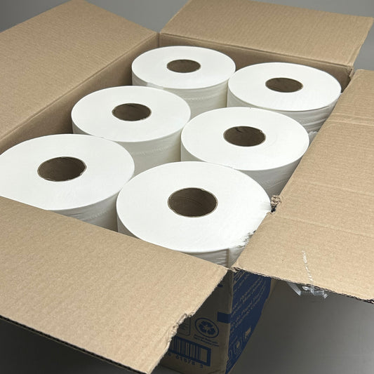 ZA@ TORK (1 BOX, 12 ROLLS) Mini 2-ply Jumbo Bath Tissue Rolls 12"x75' White 12024402 (New Other- Slightly Damaged Packaging)