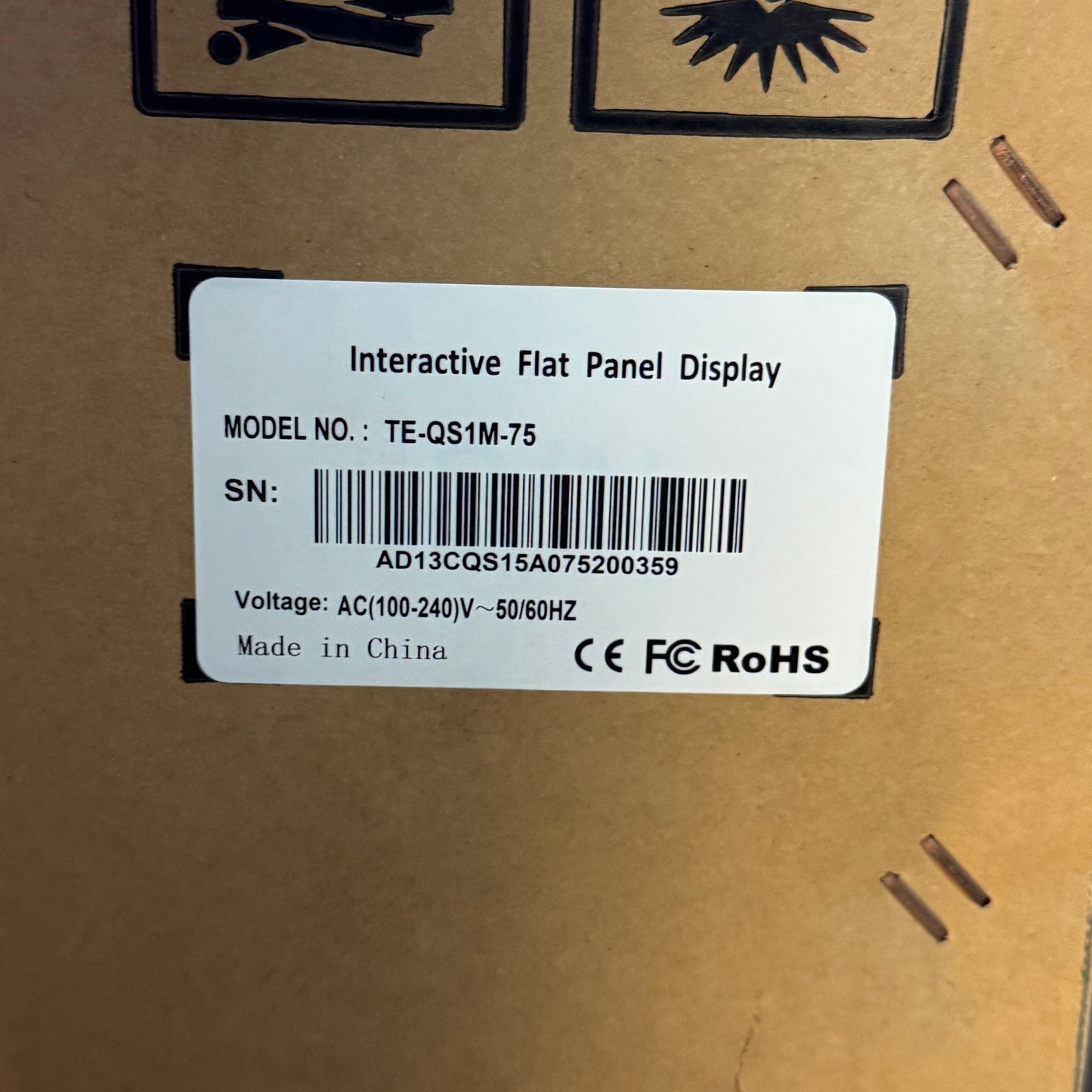STARBOARD 75" 4K Interactive Flat Panel Display TE-QS1M-75