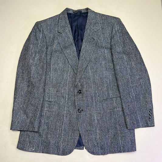 STAFFORD EXECUTIVE 100% Silk Blazer Salt & Pepper  Men's Sz 42R Blue/Black