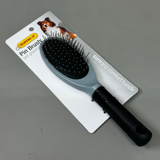 RUFFIN' IT Pin Brush Pet Grooming Brush Supergrip Comfort Handle 8 1/2" 19722